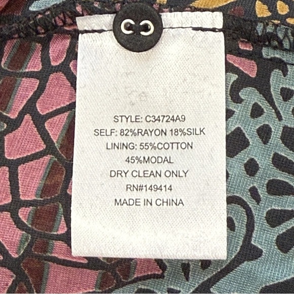 Johnny Was Nash Burnout Velvet Patchwork 3/4 Bell Sleeve Dress Small Multicolor - Picture 4 of 15